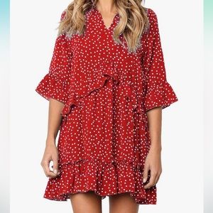 Women’s V Neck Ruffle Dress
